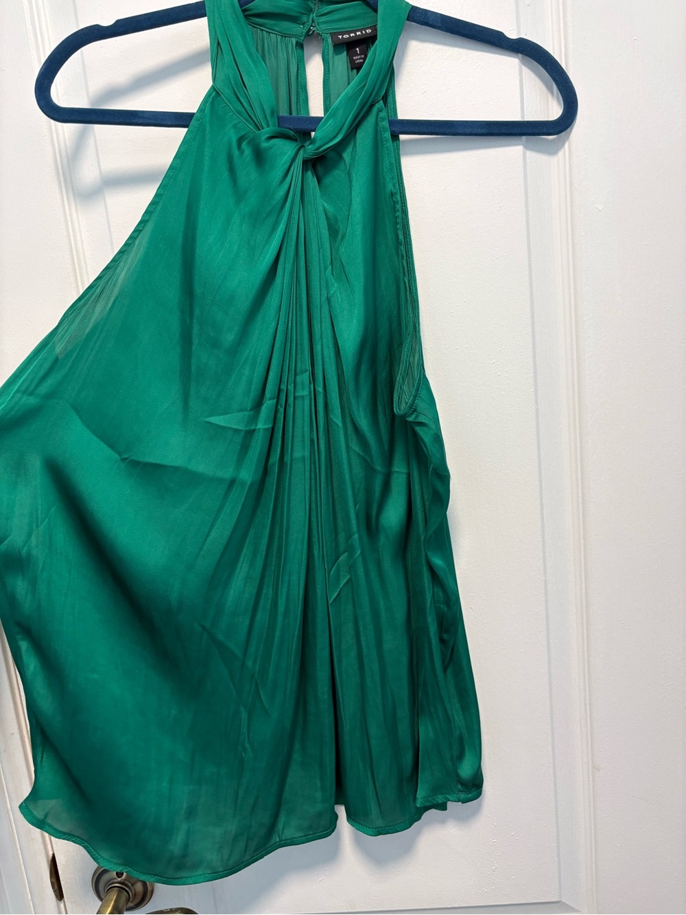 torrid Green Satin High-Neck Flowy Tank